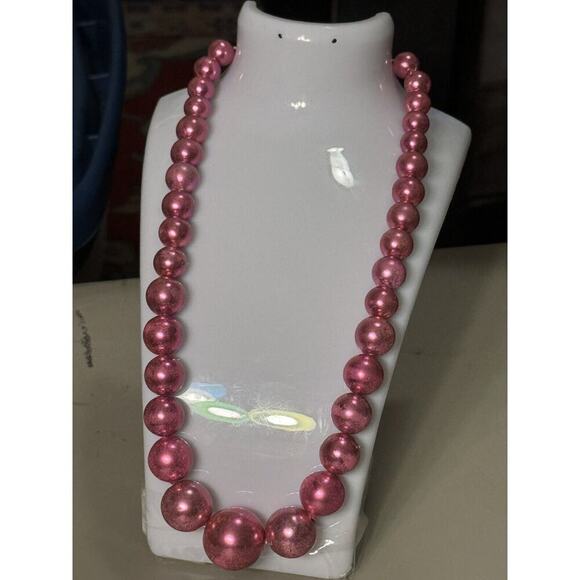 -NECKLACE X-Large Simulated Pearl Strand (7cm To 1.25cm)Bib Necklace 20” - Picture 1 of 3